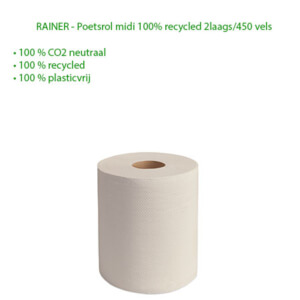 RAINER - Poetsrol midi 100% recycled 2laags/450 vels